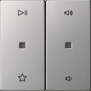 Abdeckung für Schalter, Taster, Dimmer, Jalousie - Wippe 2-fach Audiosteuerung System 55 Edelstahl - 5384600