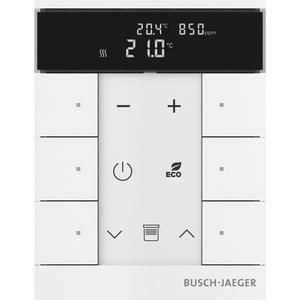 Bussystem-Raumtemperaturregler - Busch-Tenton 6-fach mit RTR IAQ mit Display weiß matt - Busch-free@home TP - 2CKA006220A0896