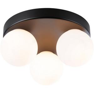 Anbauleuchte - Deckenleuchte Gove IP44 max 3x20W Rondell schwarz-matt Glas/Metall - 71069