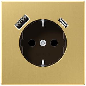 Steckdose - SCHUKO-Steckdose mit USB-Ladegerät Safety+ Messing classic ME 1520-15 CA C - ME1520-15CAC