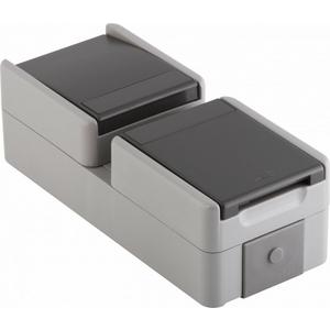 Schalter-/Steckdosenkombination - SET Steckdose Schuko+Schalter Wechs IP44 16 A + 10 AX 250 V BV grau - CF17GY-U