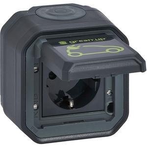 Ladesteckvorrichtung Elektromobilität - Plexo New Feuchtraum-AP Green'Up Schuko-Steckdose Steckklemmen IP44 Anthrazit - 069708L