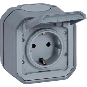 Steckdose - Plexo New Feuchtraum-AP Schuko-Steckdose Steckklemmen IP44 Grau - 069730L