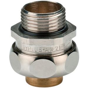 Metall-Schutzschlauch-Verschraubung - Metallverschraubung für Wellschlauch mit Kupfergeflecht Messing vernickelt - 15126021020