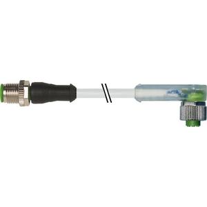 Konfektioniertes Sensor-Aktor-Kabel - M12 St. 0° / M12 Bu. 90° A-kod. LED - 7000-40321-2330400