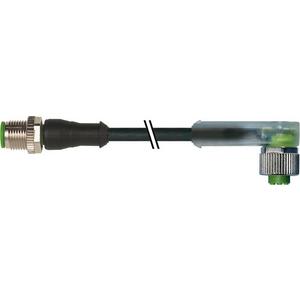 Konfektioniertes Sensor-Aktor-Kabel - M12 St. 0° / M12 Bu. 90° A-kod. LED - 7000-40341-6340250