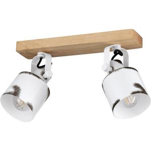 Anbauleuchte - KILBURN Balkenleuchte 2xE27 Holz/weiß-Braun - 43922