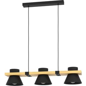 Pendelleuchte - MACCLES Hängeleuchte 3xE27 schwarz/Holz - 43956