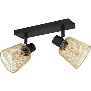 Anbauleuchte - COSLADA Balkenleuchte 2xE27 schwarz/Messing - 900694