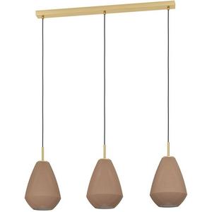 Pendelleuchte - CAPRAROLA Hängeleuchte 3xLED Messing-gebürstet/Sandfarben-Satiniert - 900813