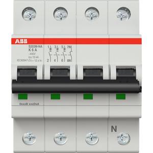 Leitungsschutzschalter - LS-Schutzschalter 4-polig 10kA /15kA K-Char 6A 4TE - 2CDS273103R0377