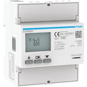 Elektronischer Elektrizitätszähler - Energiezähler 3-phasig direkt 80A MBUS MID - HECM380D