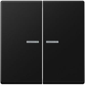 Abdeckung für Schalter, Taster, Dimmer, Jalousie - Wippe mit Lichtleiter f Taster 2fach Thermoplast lackiert Serie A graphitschwarz - A102KO5BFSWM