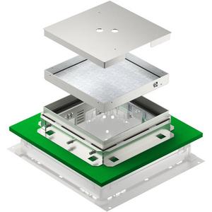 Nivellierbare Kassette für Kanaleinbau, Doppel- und Hohlboden - Kassette für fugenlose Böden eckig blind 243x243x83 Edelstahl rostfrei - 7409601