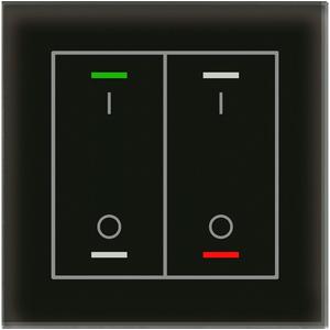 Tastsensoren KNX - KNX Glastaster II Light 2-fach RGBW Temperatursensor Schwarz Schalten - BE-GTL2TS.B1S