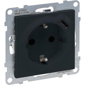 Steckdose - SEANO Schuko-Steckdose + USB-C mit Steckklemmen Farbe: Anthrazit lackiert - 765426