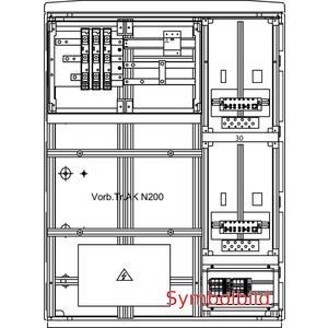Zähler-Komplettschrank - Kabel-Hausanschluss-Zählerverteiler KHZS 2/Tr.AK-2SRN25 ÜA(3+1)B/C RK W. Netze - FZKS0254