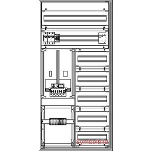 Zähler-Komplettschrank - Kunstst.-Zählerverteiler ZV-N-1Z-B-2GF oben-5GF rechts (HKL-D02-ÜA(3)C) Netz NÖ - N1B2O5R-NZ.3C