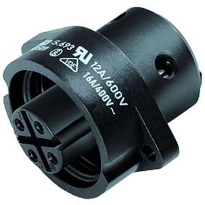 Rundsteckverbinder (Industriesteckverbinder) - RD24 Flanschdose 3-polig + PE Schraubklemmen - 09 4224 00 04