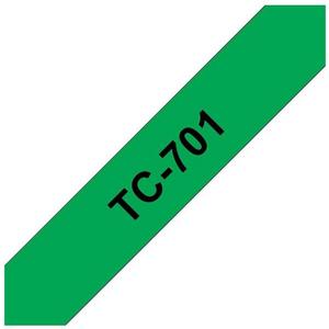 Schriftband - Schriftbandkassette TC-701 schwarz auf grün 12mm 7,7m - TC701 SCHWARZ/GRÜN