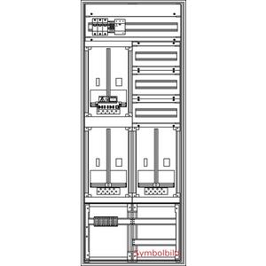 Zähler-Komplettschrank - ZV-N-2NT-B-1GF oben-3GF rechts (HKL-1xD02-ÜA(3)C) Netz NÖ - N2BNT1O3R-1NZ.3C