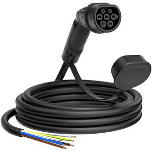 Ladeleitung Elektromobilität - EV Ladekabel (AC) Mode 3 Typ2 20A 3ph 11kW L=5m (offenes Leitungsende) sw - 89820050-ss