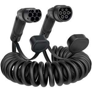 Ladeleitung Elektromobilität - EV Ladekabel (AC) Mode 3 Typ2-Typ2 32A 3ph 22kW L=5m spiralisiert schwarz - 87832100sp-ss