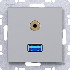 Kommunikationstechnik - USB/3,5 mm Audio Steckdose A.x/C.x titan matt lackiert - WAF4381TA