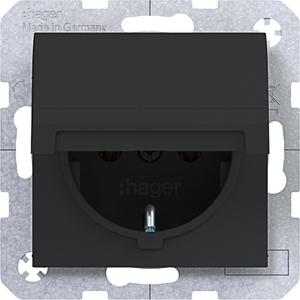 Steckdose - Steckdose SCHUKO mit Klappdeckel selbstschl. Steckkl. A.x/C.x n.schwarz mt - WAS1110BM