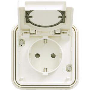 Steckdose - Steckdose SCHUKO mit Klappdeckel AP erh. Berührungs. Steckkl. W.1 polarweiß - WNC161B