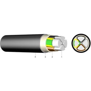Aluminium mit Schutzleiter - HDPE Aluminium-Erdkabel E-AY2Y-J 4x95 SM - E-AY2Y-J 4X 95    SM