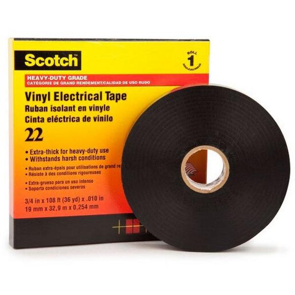 Tape Heavy Duty Vinyl Electrical 22 Scotch 24mm X 33M Black, Ideal Electrical Catalogue Hardware Tape Adhesive Tape - Construction Supplies Australia