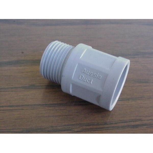 Adaptor Plain To Screwed 20mm Grey, Ideal Electrical Catalogue Cable Management Conduit Rigid Couplers - Construction Supplies Australia
