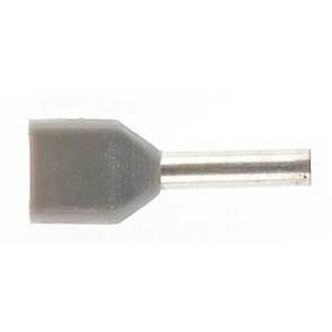 TERMINAL BOOTLACE FERRULE TWIN WIRE PRE-INSULATED 0.75MM GREY (100PK)