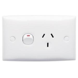 POWER OUTLET SWITCHED HORIZONTAL STARD SERIES SINGLE 10A 250V WHITE ELECTRIC
