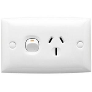 POWER OUTLET SWITCHED HORIZONTAL STARD SERIES SINGLE 15A 250V WHITE ELECTRIC