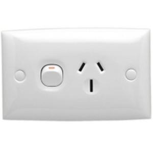 POWER OUTLET SWITCHED HORIZONTAL STARD SERIES SINGLE 15A 250V 2 POLE WHITE ELECTRIC