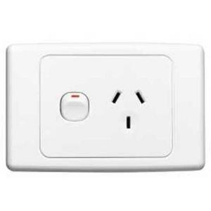 POWER OUTLET SWITCHED HORIZONTAL 2000 SERIES SINGLE 10A 250V 2 POLE WHITE ELECTRIC