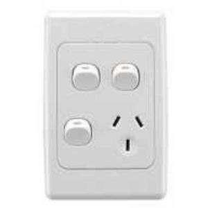 POWER OUTLET SWITCHED VERTICAL 2000 SERIES SINGLE 10A 250V 2 X EXTRA SWITCH WHITE ELECTRIC