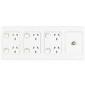 2000 SERIES 6 OUTLET 10A 250V WITH TV OUTLET 2000/4 WHITE