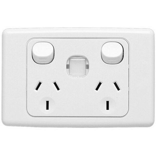 Power Point 10A Double 2000 Series Horizontal White ID Window ID Mech, Ideal Electrical Catalogue Switches Plugs Sockets Outlets Gpo - Construction Supplies Australia