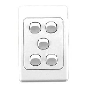 SWITCH 2000 SERIES 5 GANG VERTICAL 250V 10A WHITE