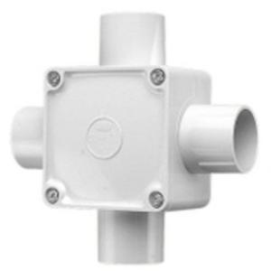 JUNCTION BOX SQUARE PVC 32MM 4 WAY CONDUIT FITTING GREY