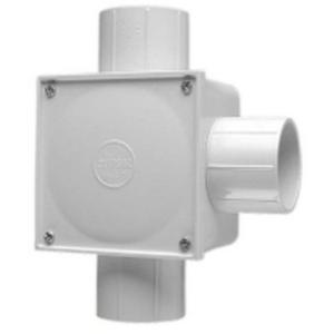 JUNCTION BOX SQUARE PVC 50MM 3 WAY CONDUIT FITTING GREY
