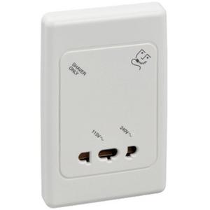 SHAVER OUTLET AUTO SWITCHED VERTICAL 2000 SERIES 1 GANG UNIVERSAL OUTLET 22VA 115-250V WHI