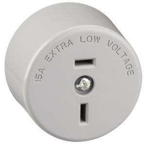 SURFACE SOCKET PLUG BASE UNSWITCHED SINGLE 15A 32V 2 PIN FLAT GREY