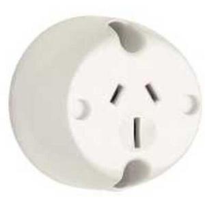 SURFACE SOCKET PLUG BASE UNSWITCHED SINGLE 15A 250V 66MM DIAMETER WHITE ELECTRIC