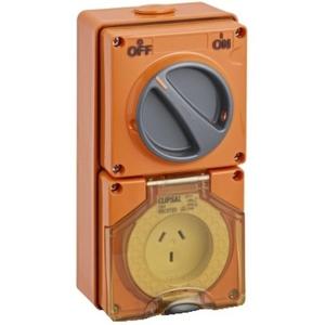 POWER OUTLET SWITCHED 56 SERIES 3 PIN 10A 250V IP66 HEAVY DUTY SWITCH RESISTANT ORANGE