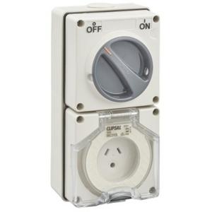 POWER OUTLET SWITCHED 56 SERIES 3 PIN 10A 250V IP66 ROUND EARTH GREY