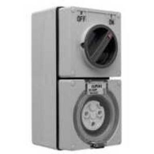 POWER OUTLET SWITCHED 56 SERIES 3 PIN 20A 250V IP66 CHEMICAL GREY